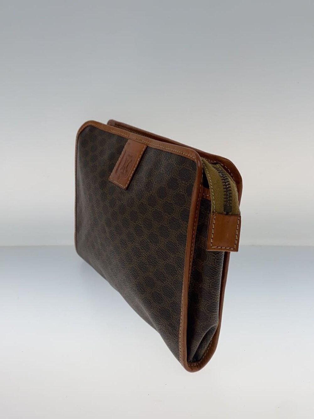 Celine Leather All Brown Clutch over Pouch Brown